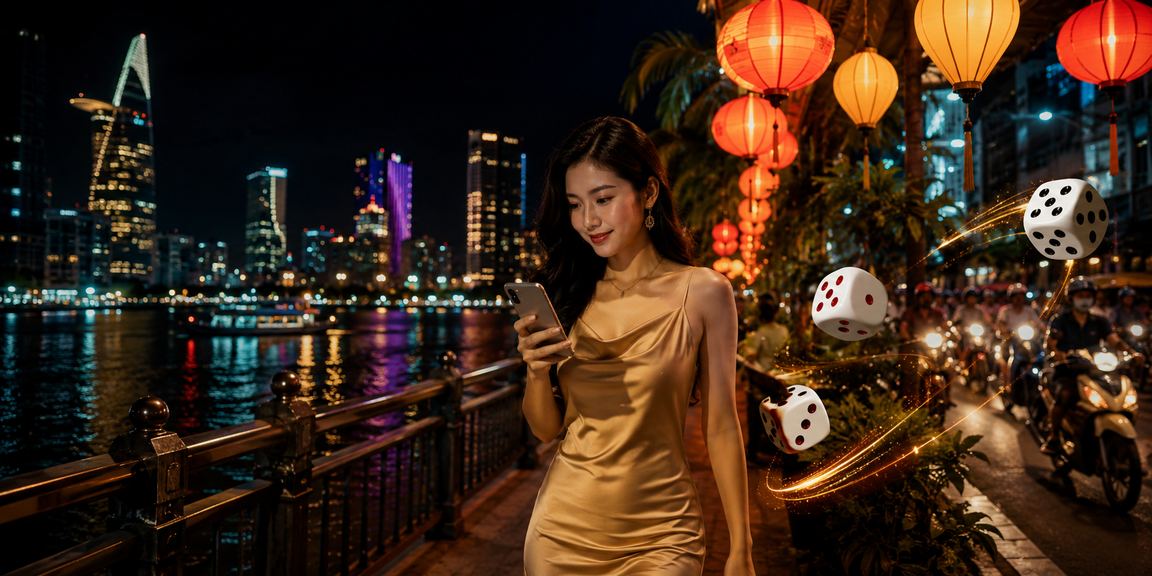 Người dùng tại chợ đêm TP Hồ Chí Minh trải nghiệm nền tảng giải trí trực tuyến an toàn